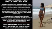 Video Bokep Hotkinkyjo deep dildo fuck and belly bulge at the public beach 2020