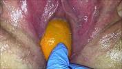 Bokep Terbaru Tight pussy milf gets her pussy destroyed with a orange and big apple popping it out of her tight hole making her squirt hot