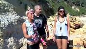 Bokep HD Public threesome on the beach where people walking is best for horny sluts