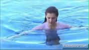 Bokep Terbaru Amazing hot babe massage her natural boobs after a swim in her outdoor pool 3gp online