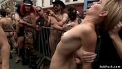 Film Bokep Blonde slave Mona Wales is gagged by huge dick of master Bill Bailey in public restroom then walked by mistress Ariel X in folsom street fair outdoors 2023