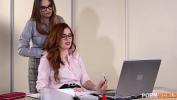 Video Bokep Terbaru Office Girls in Glasses Mina von D and Irina Cage Eat Each Other Pussies Out Until Boss Came and Fucked Them Both hot