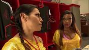 Download Video Bokep Brunette shemale coach TS Foxxy seduces hot big tits ebony Caramel Starr in lockers room and then with big cock fucks her pink twat 3gp