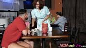 Bokep Mobile Big breasts MILF waitress Andy James enjoying nasty threesome