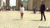 Bokep 2020 Petite Euro brunette babe Juliette March with gag ashtray exposing hairy pussy in public
