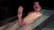 Bokep Terbaru Tied up brunette slave Juliette March made to kneeling while master rubbing her pussy then he pushed her in water bondage in glass steel cage hot