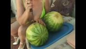 Bokep Online Meaty blonde with huge jubblies is making blowjob through piece of watermelon gratis